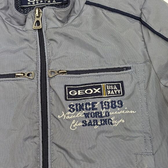 Geox Respira Blue Gray Neutral Bomber Jacket Coat Fall Winter Layer Boys Size 4 - Picture 5 of 8